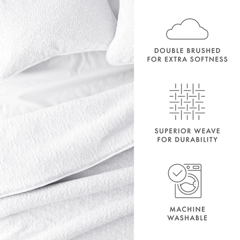 Floral Stitch 3-pc. Queen Quilt Set