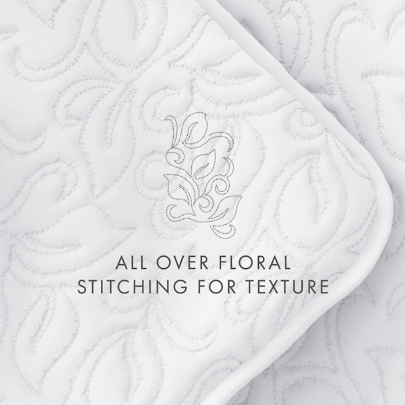 Floral Stitch 3-pc. Queen Quilt Set