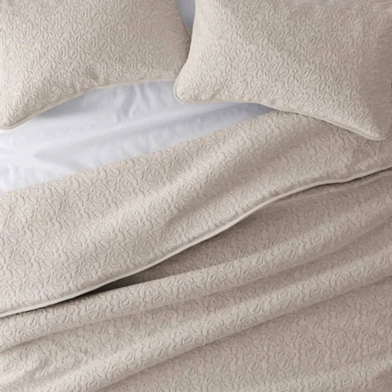 Latte Floral Stitch 2-pc. Twin Quilt Set