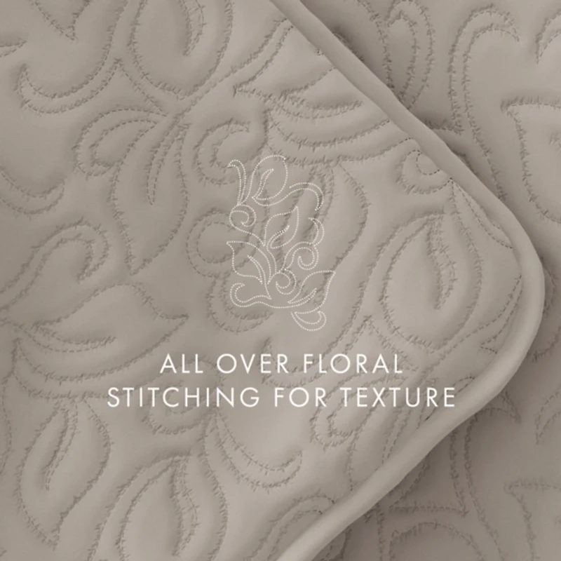 Latte Floral Stitch 2-pc. Twin Quilt Set