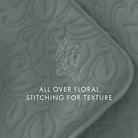 Green Stitched Floral 2-pc. Twin Quilt Set