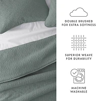 Green Stitched Floral 3-pc. King Quilt Set