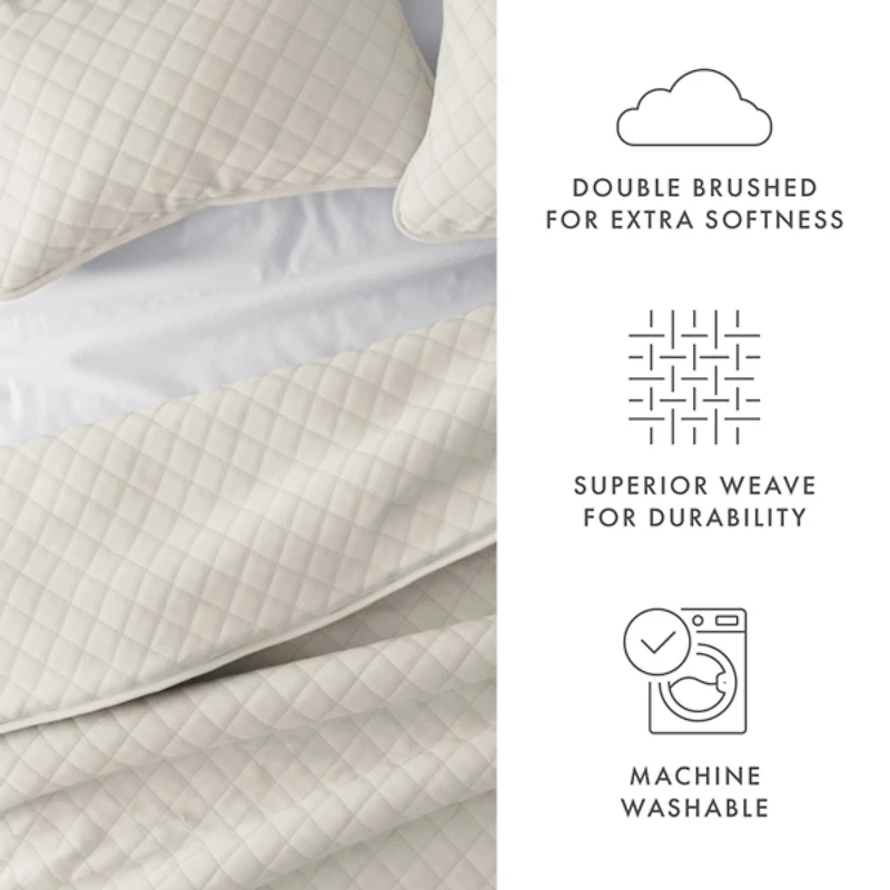 Natural Stitched Diamond 2-pc. Twin Quilt Set