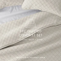 Natural Stitched Diamond 2-pc. Twin Quilt Set
