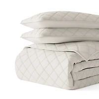 Natural Stitched Diamond 3-pc. Queen Quilt Set
