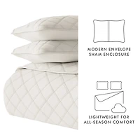 Natural Stitched Diamond 3-pc. Queen Quilt Set