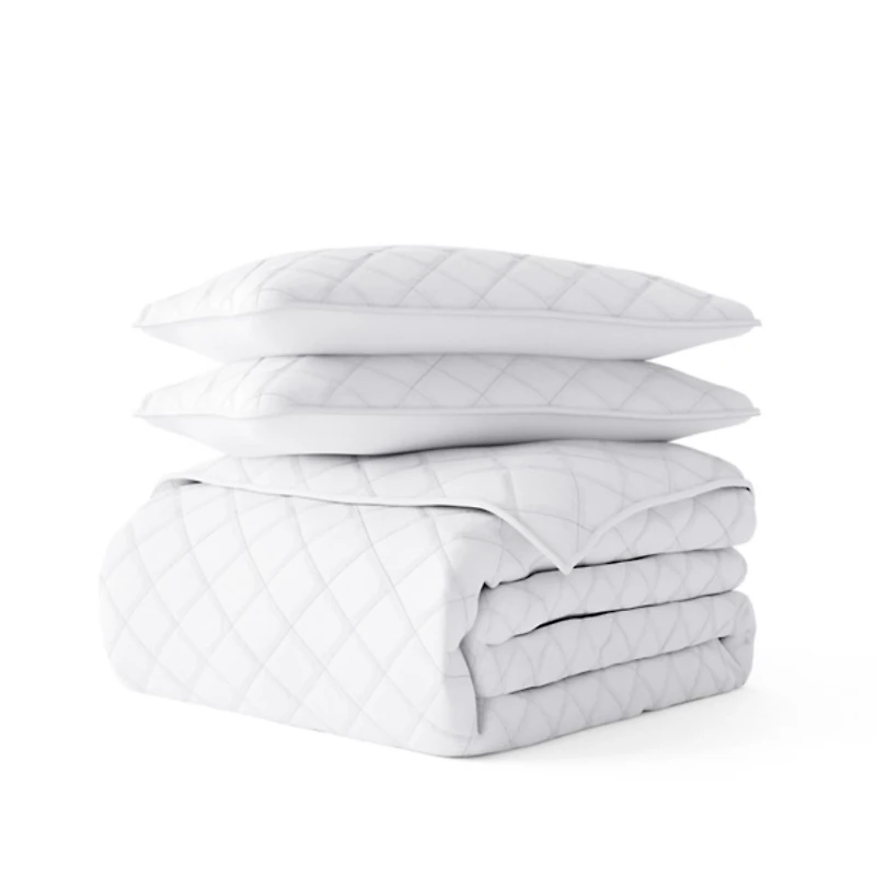 White Stitched Diamond 2-pc. Twin Quilt Set