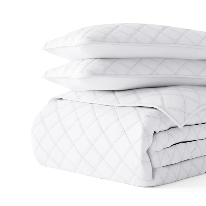 White Stitched Diamond 2-pc. Twin Quilt Set