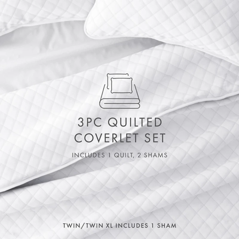 White Stitched Diamond 2-pc. Twin Quilt Set