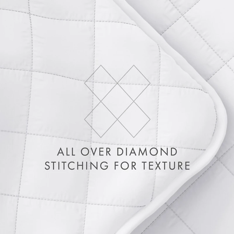 White Stitched Diamond 3-pc. Queen Quilt Set