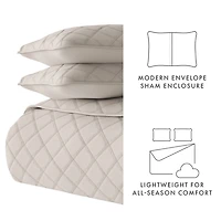 Latte Stitched Diamond 3-pc. Queen Quilt Set