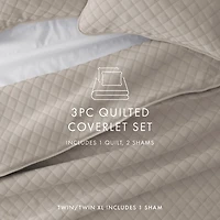 Latte Stitched Diamond 3-pc. Queen Quilt Set