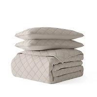 Latte Stitched Diamond 3-pc. King Quilt Set