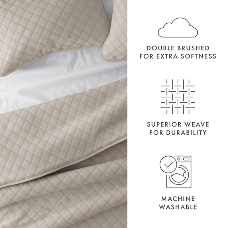 Latte Stitched Diamond 3-pc. King Quilt Set