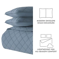 Stitched Diamond 3-pc. Queen Quilt Set