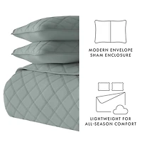 Green Stitched Diamond 2-pc. Twin Quilt Set