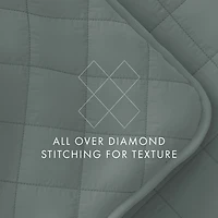 Green Stitched Diamond 2-pc. Twin Quilt Set