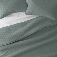 Green Stitched Diamond 3-pc. King Quilt Set
