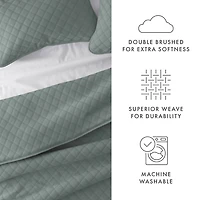 Green Stitched Diamond 3-pc. King Quilt Set