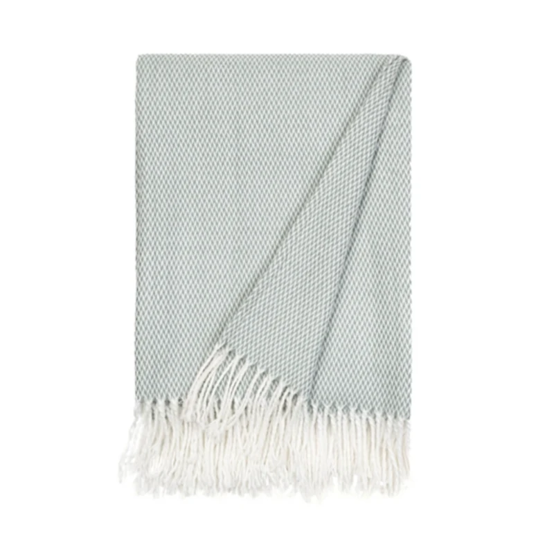 Eucalyptus Green Herringbone Throw with Fringe