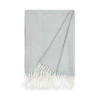 Eucalyptus Green Herringbone Throw with Fringe