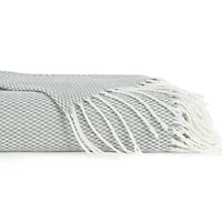 Eucalyptus Green Herringbone Throw with Fringe