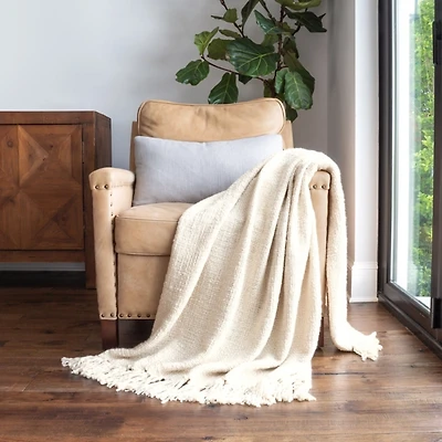 Natural Slubbed Yarn Throw
