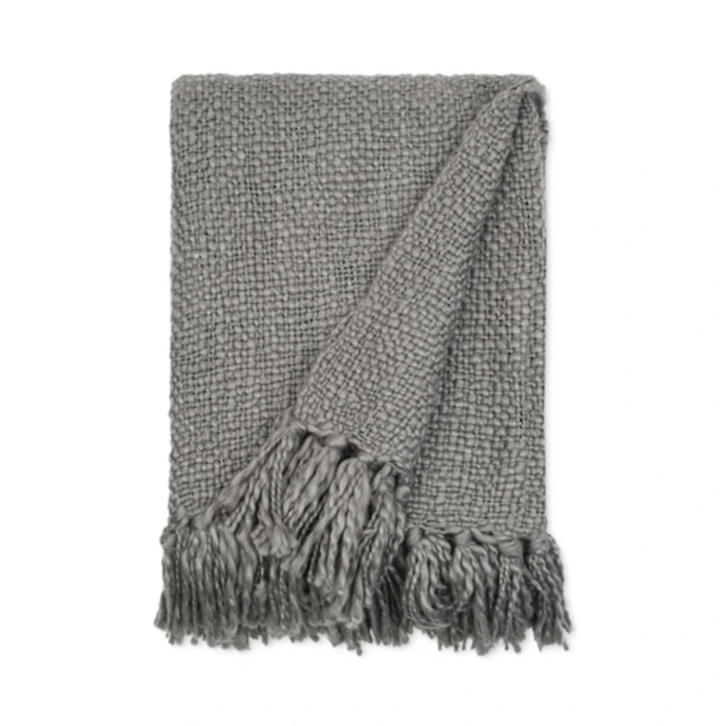Gray Slubbed Yarn Throw