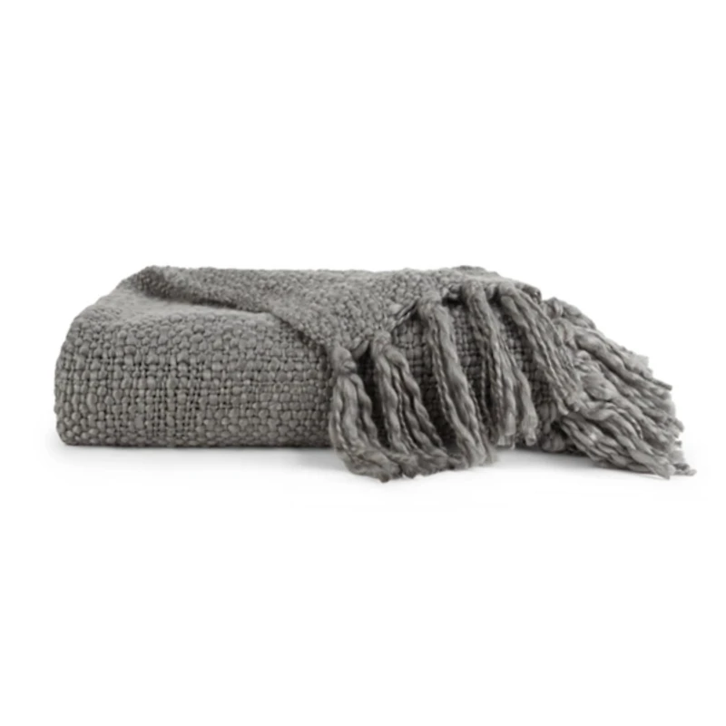 Gray Slubbed Yarn Throw