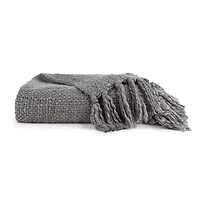 Gray Slubbed Yarn Throw