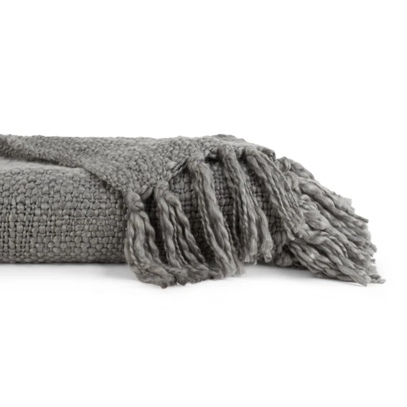 Gray Slubbed Yarn Throw