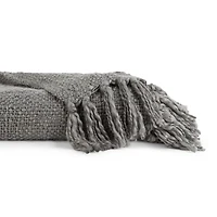 Gray Slubbed Yarn Throw