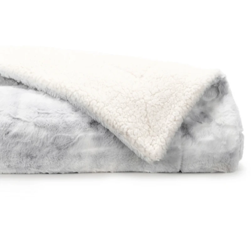 Light Gray Tie Dye Faux Fur Throw