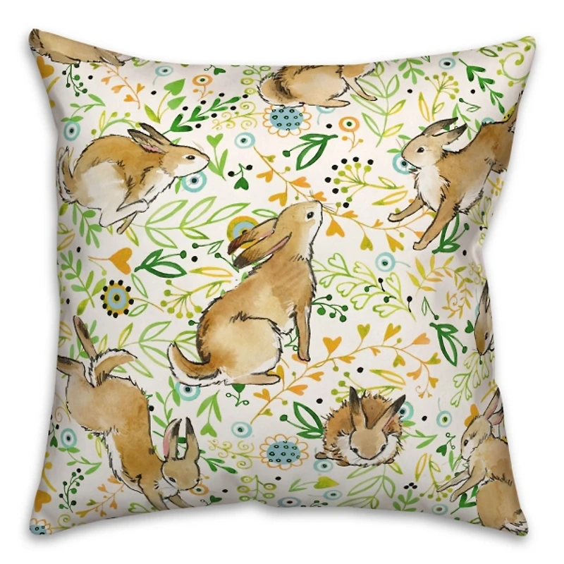 Playful Pastel Bunny Outdoor Pillow