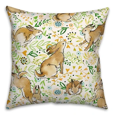Playful Pastel Bunny Outdoor Pillow