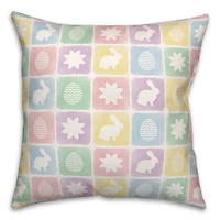 Pastel Easter Bunny Grid Outdoor Pillow