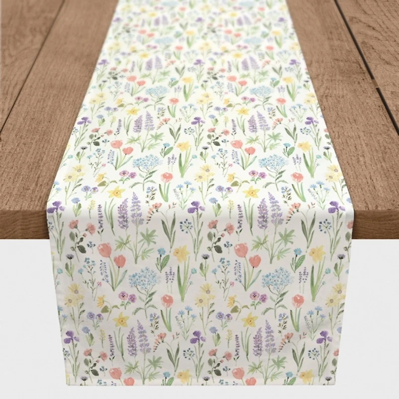 Pastel Floral Stems Table Runner, 72 in.