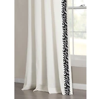 White and Black Embroidered Curtain Panel, 84 in.