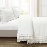White Ella Ruffle 3-pc. King Duvet Set