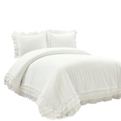 White Ella Ruffle 3-pc. King Duvet Set