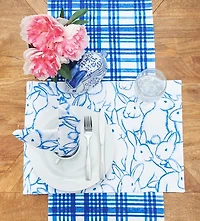 Blue Bunny Outline Placemats, Set of 6