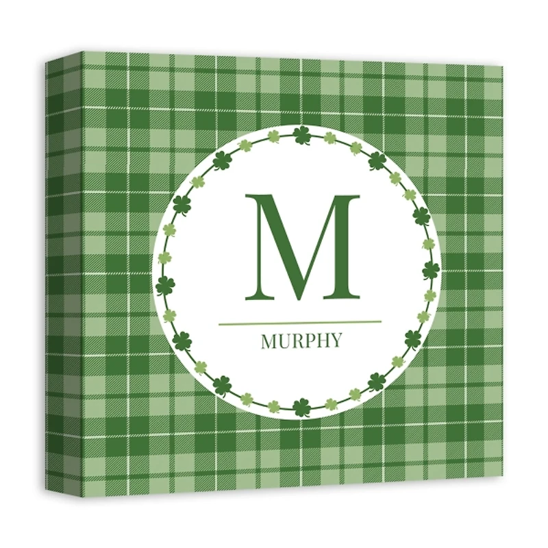 Personalized Monogram Shamrock Canvas Art Print
