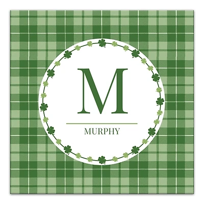 Personalized Monogram Shamrock Canvas Art Print