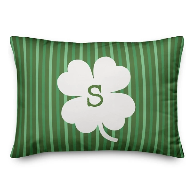 Personalized Monogram Shamrock Stripe Pillow