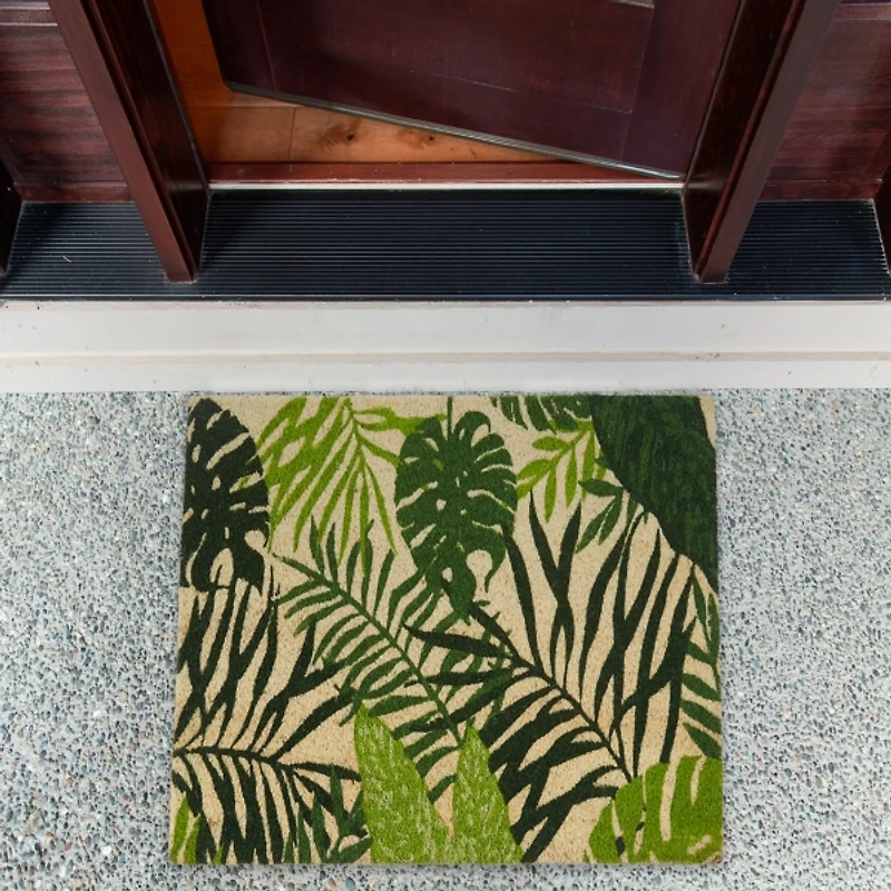 Green Tropical Fronds Doormat