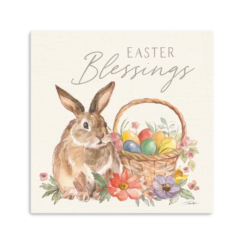 Easter Blessings Bunny and Basket Canvas Art Print