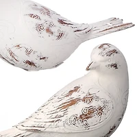 Distressed White Carved Bird Statues, Set of 3