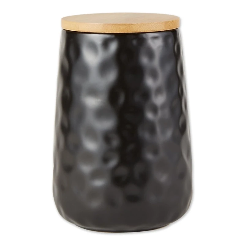 Black Dimpled Bamboo Canisters, Set of 2