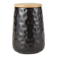 Black Dimpled Bamboo Canisters, Set of 2
