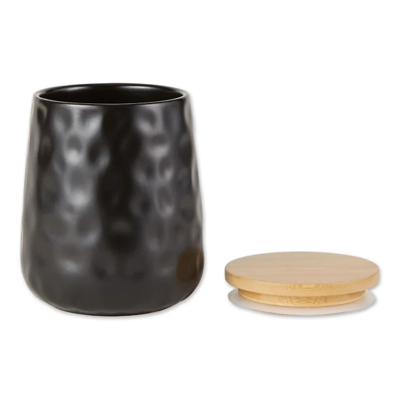 Black Dimpled Bamboo Canisters, Set of 2